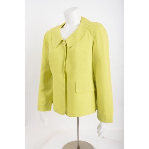 Vintage Donna Karen NY Womens Suit Jacket Blazer Vintage US 8 chartreuse Yellow - Picture 4 of 6
